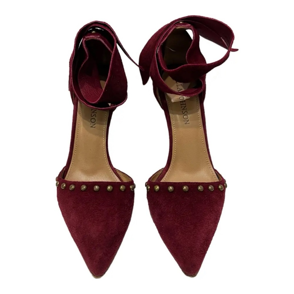 Ulla Johnson Sienna Heel Studded Wrap D’oresey in Bordeaux / Oxblood. Sz 36